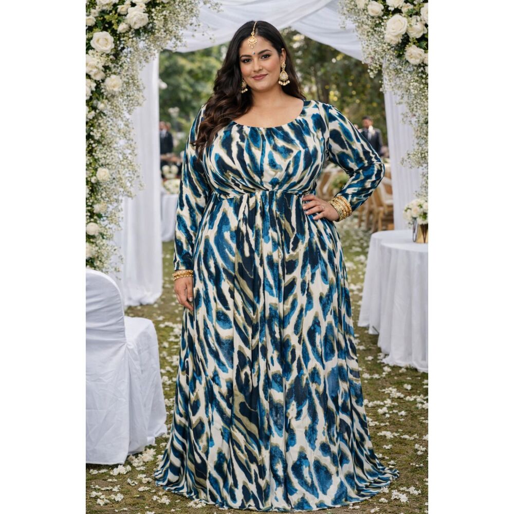 Louella  Women's XXL Long Sleeve Patterned Long Maxi Dress